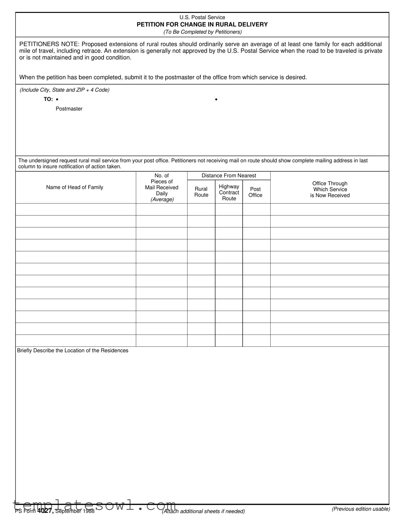 Fill Out Your Ps 4027 Form