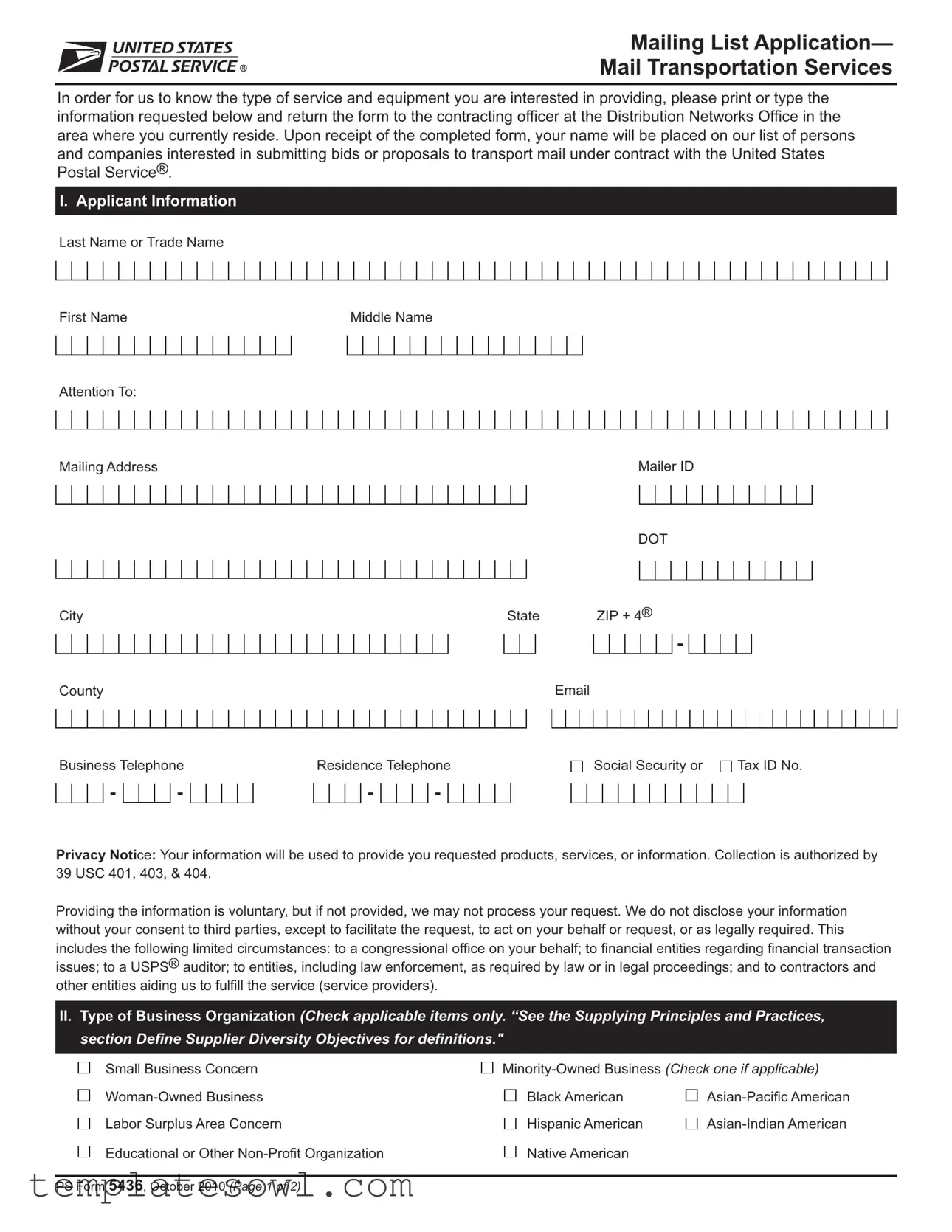 Fill Out Your Ps 5436 Form