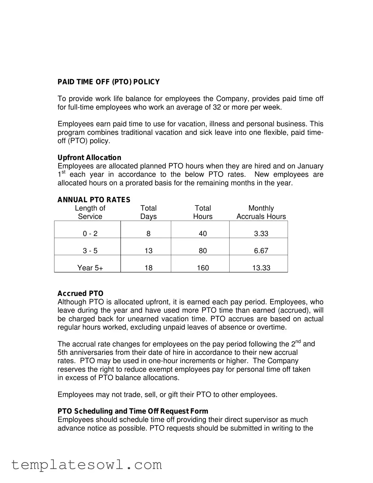 Fill Out Your Pto Policy Sample Form