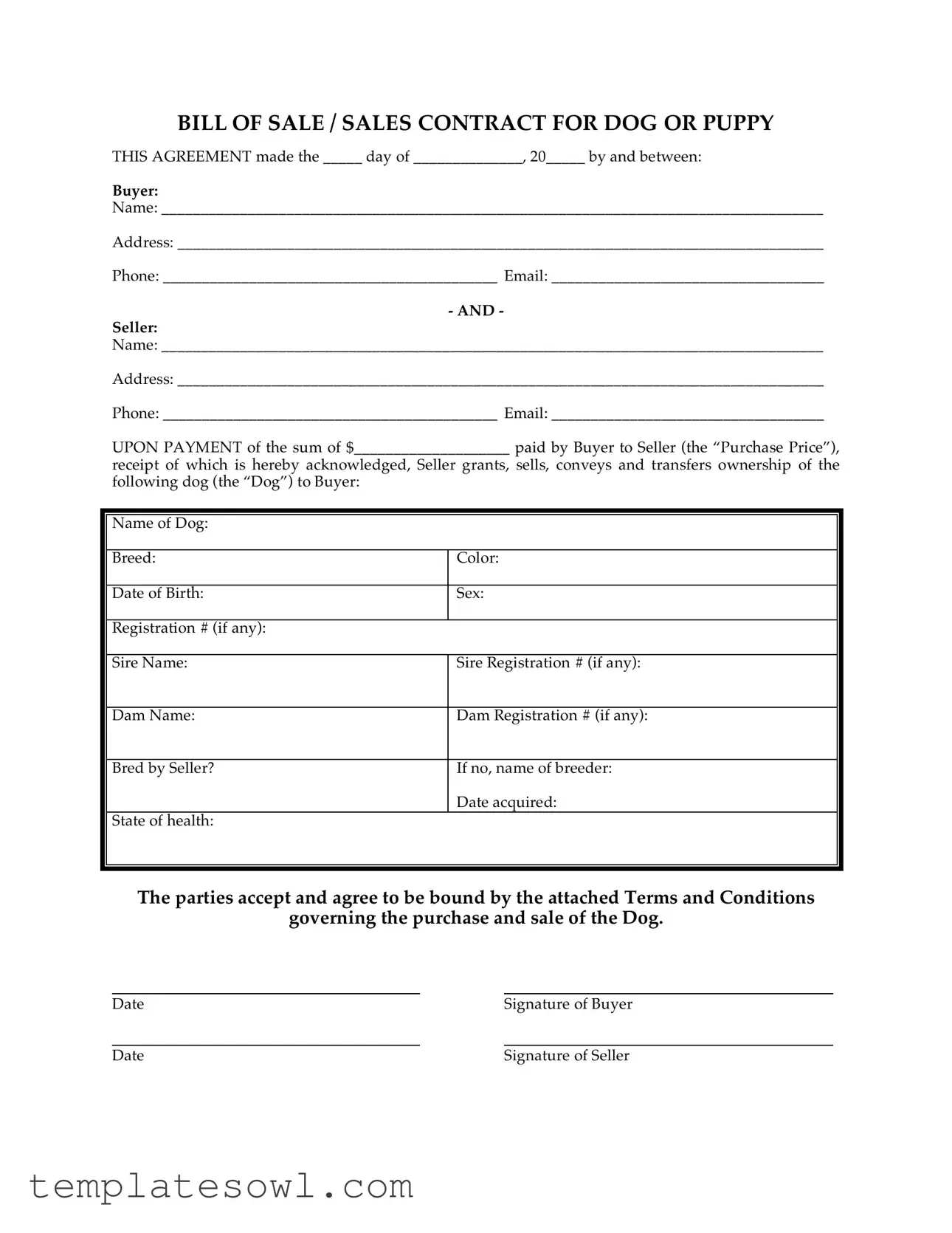 Fill Out Your Puppy Contract Form