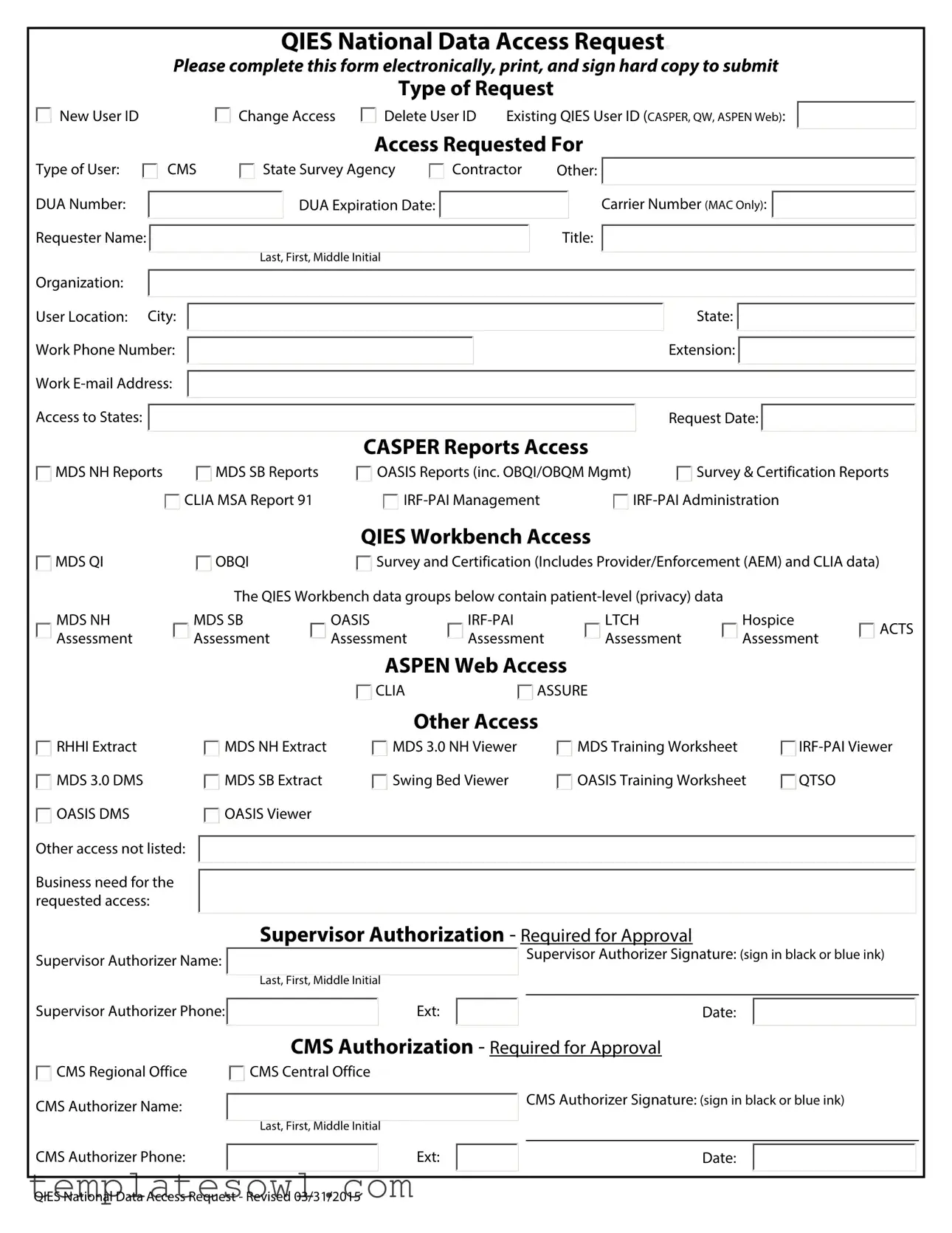 Fill Out Your Qies Access Request Form