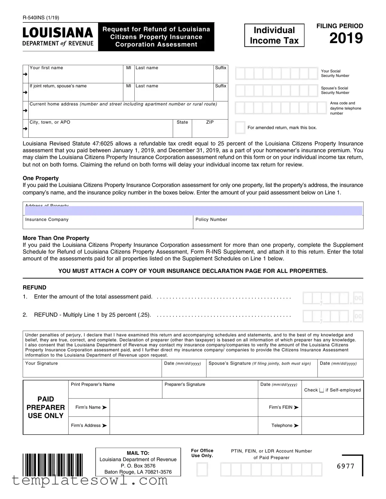 Fill Out Your R 540Ins Louisiana Form