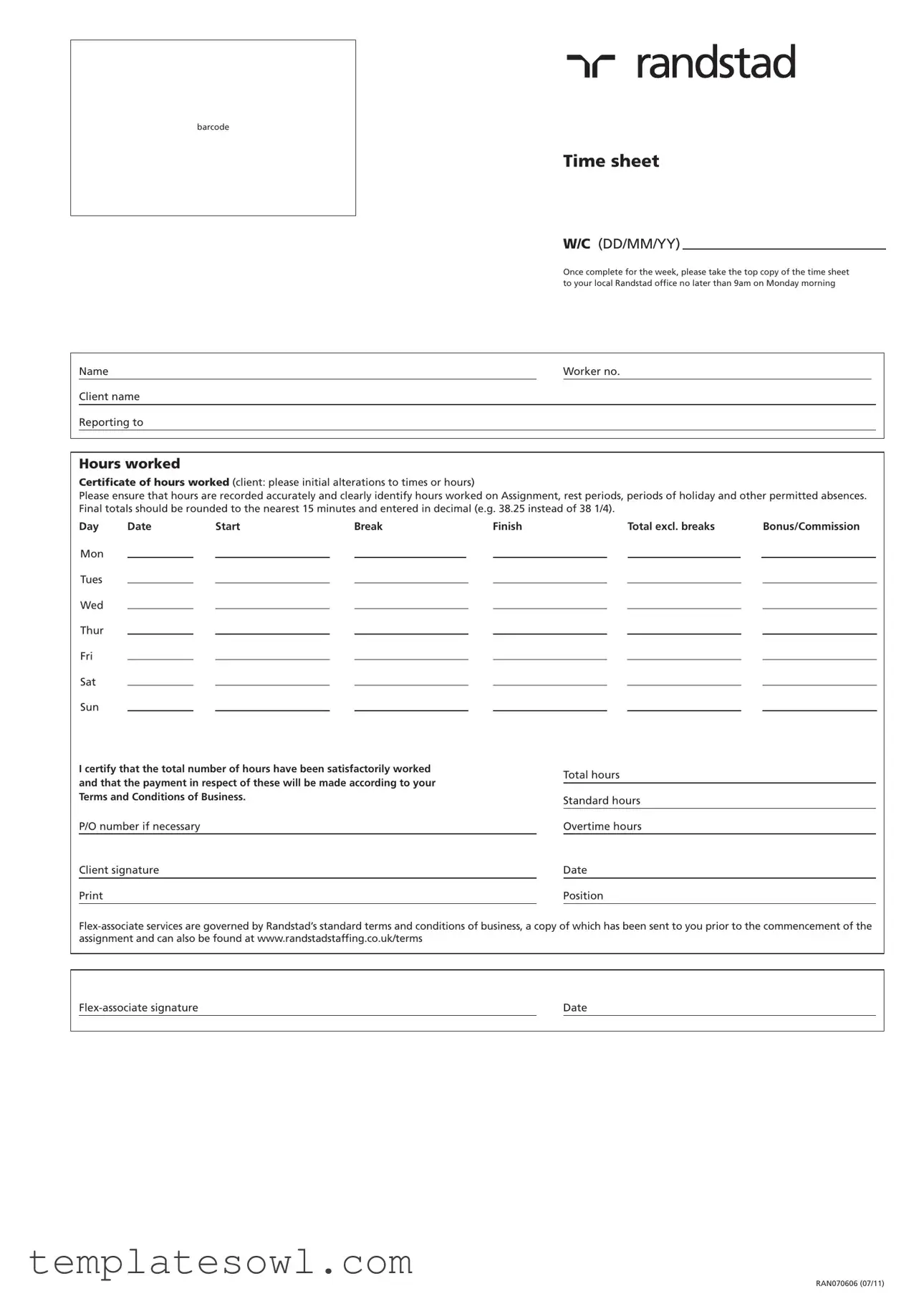 Fill Out Your Randstad Time Sheet Form
