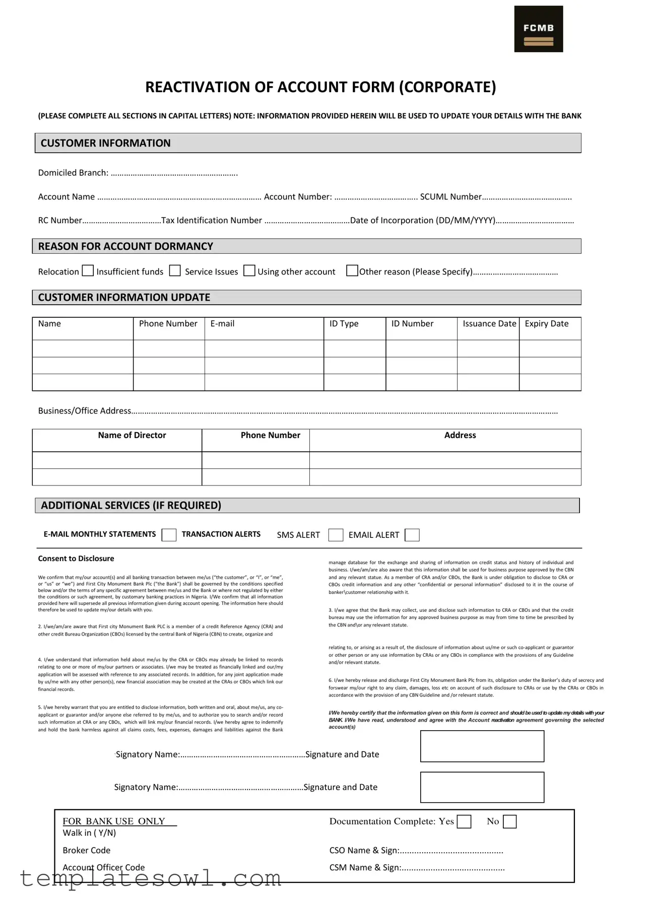 Fill Out Your Reactivation Of Account Form