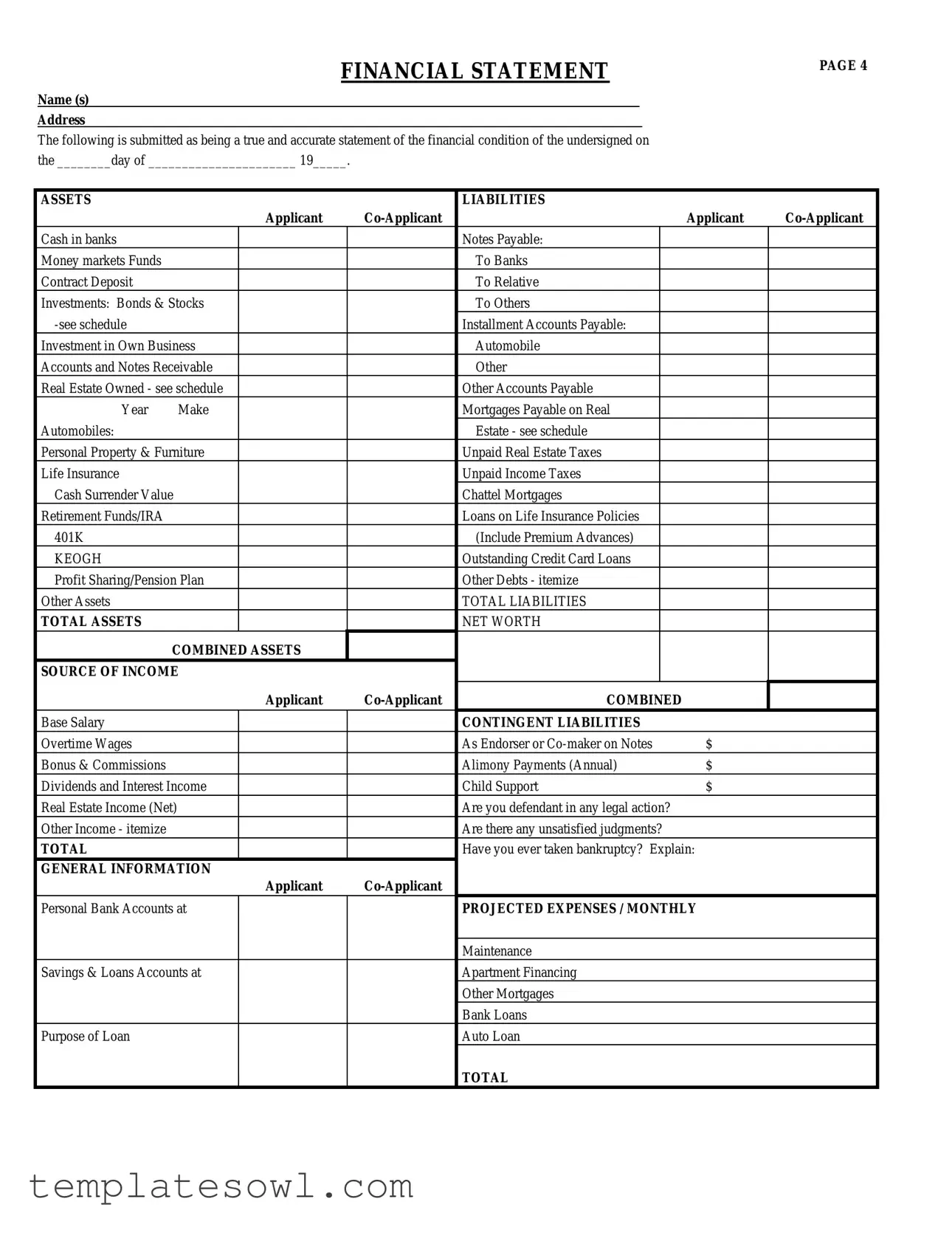 Fill Out Your Rebny Financial Statement Form
