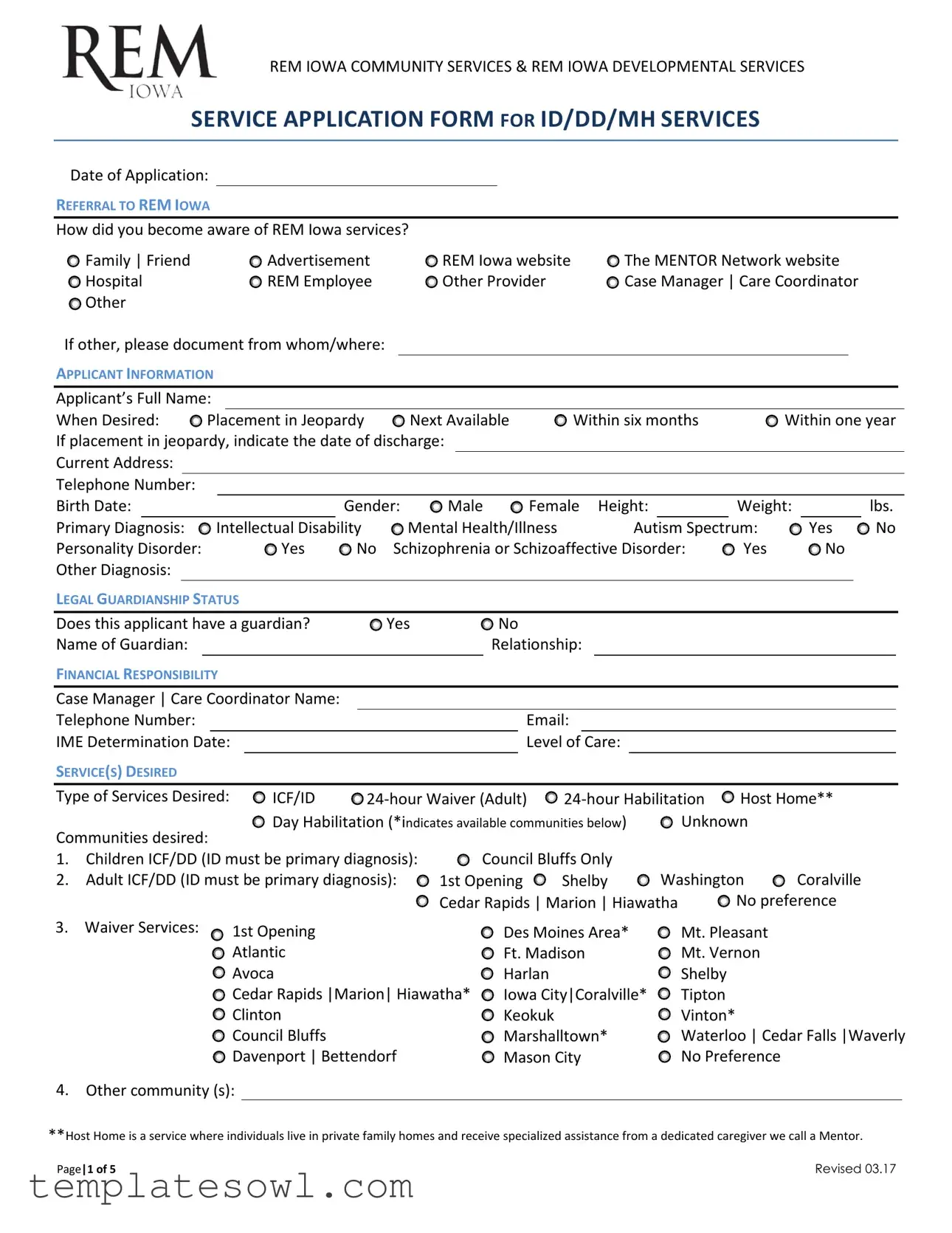Fill Out Your Rem Iowa Service Application Form