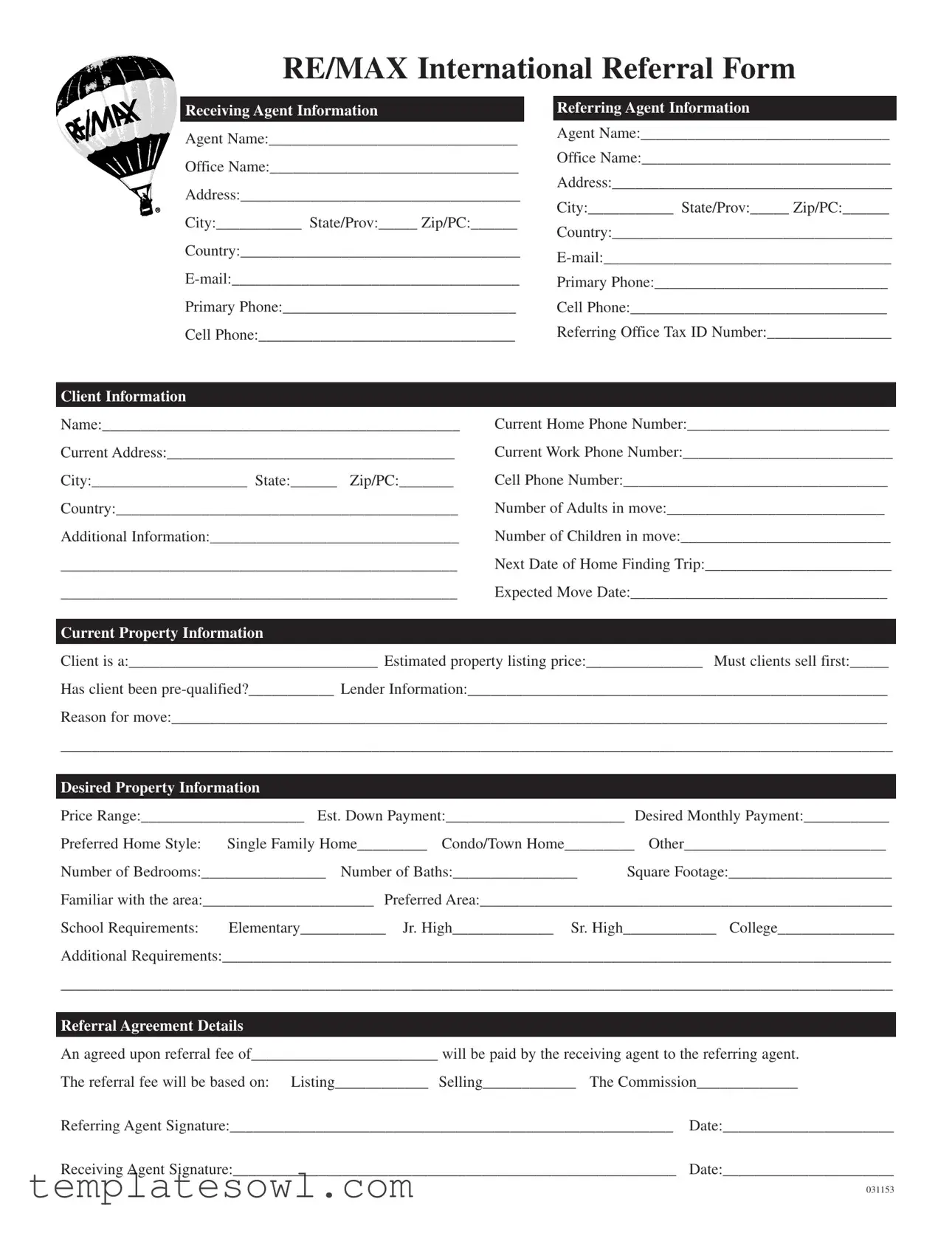 Fill Out Your Remax Referral Form