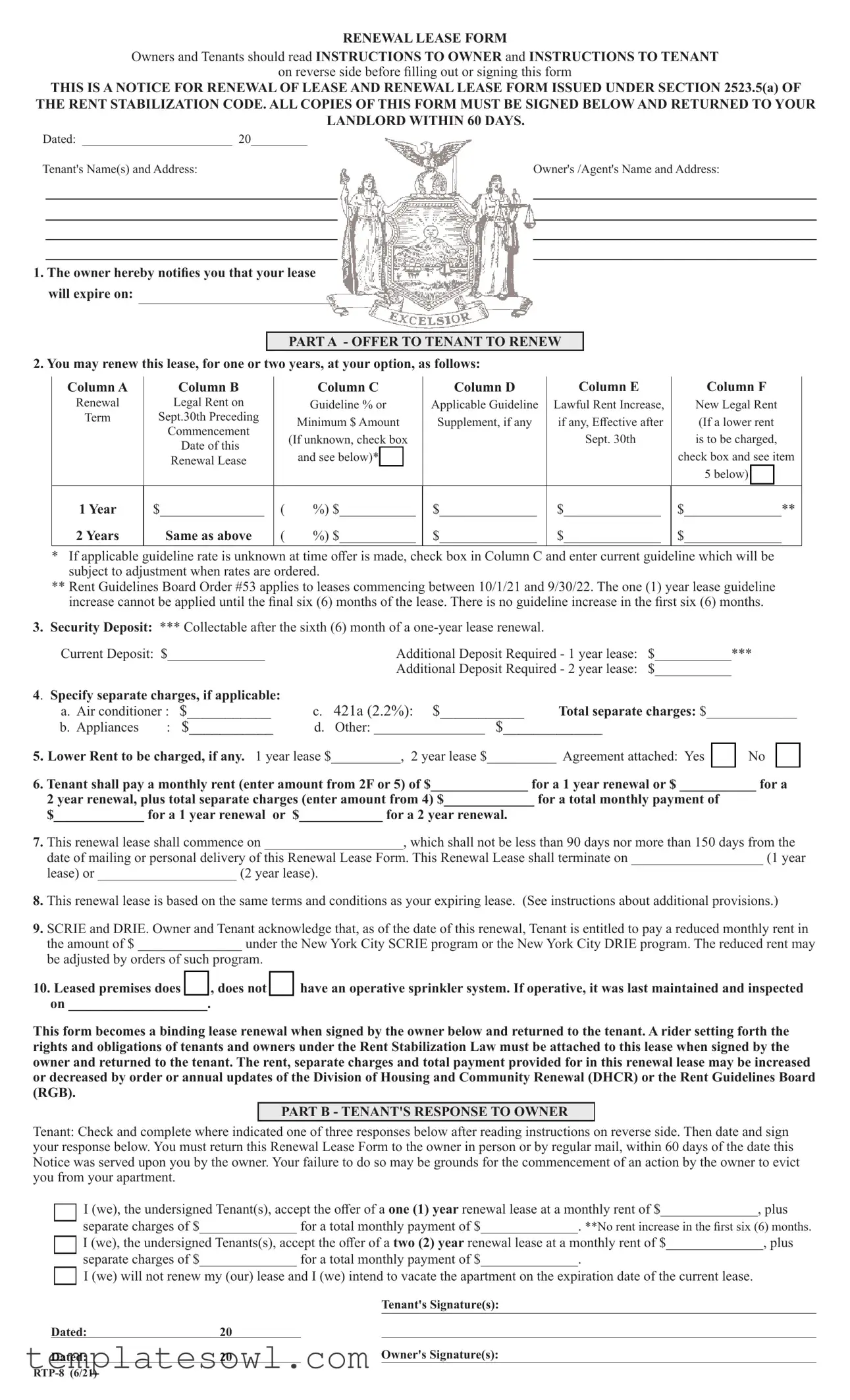 Fill Out Your Renewal Lease Nyc Form