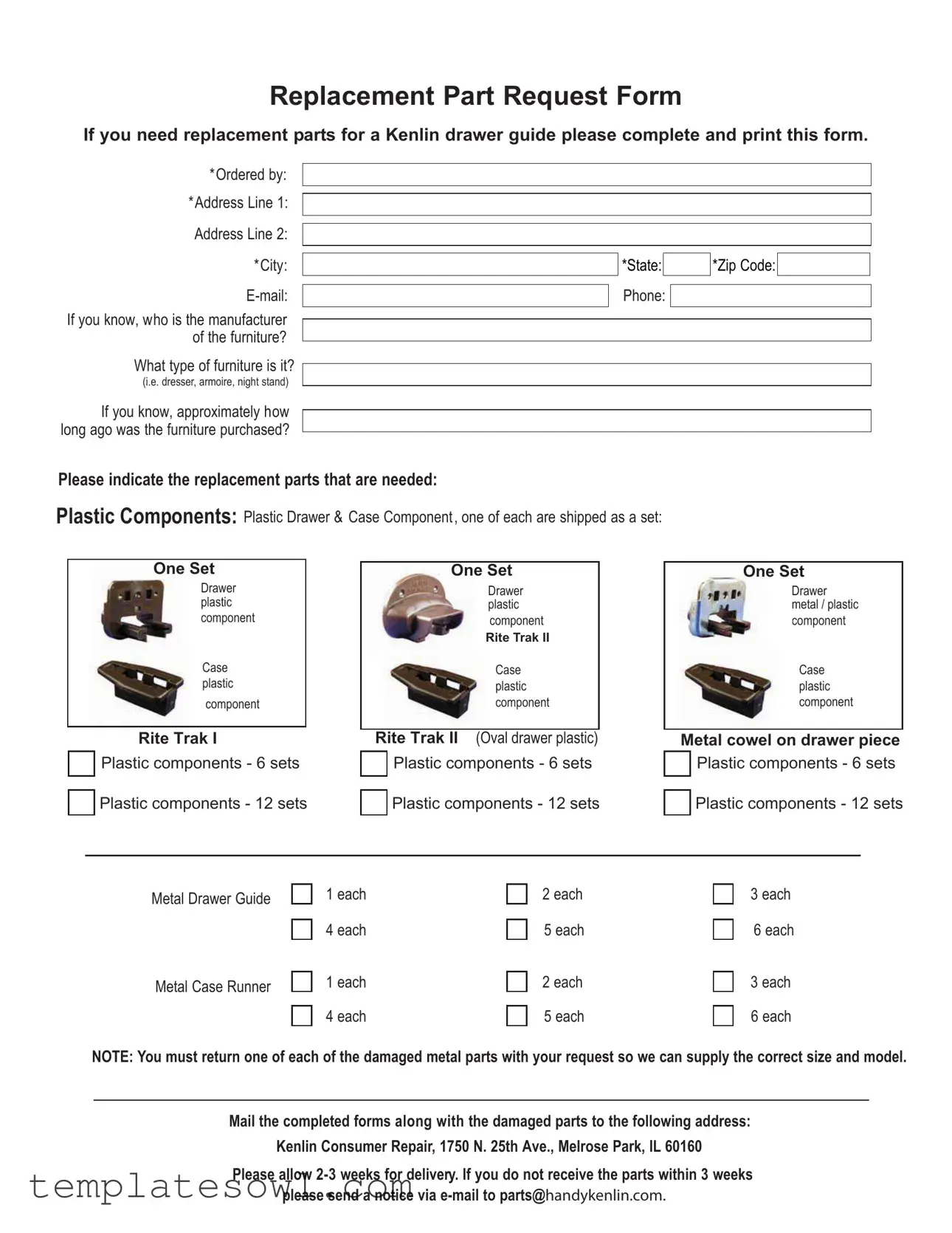 Fill Out Your Replacement Part Request Form