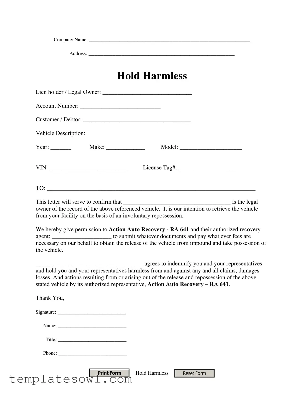 Fill Out Your Repo Order Form
