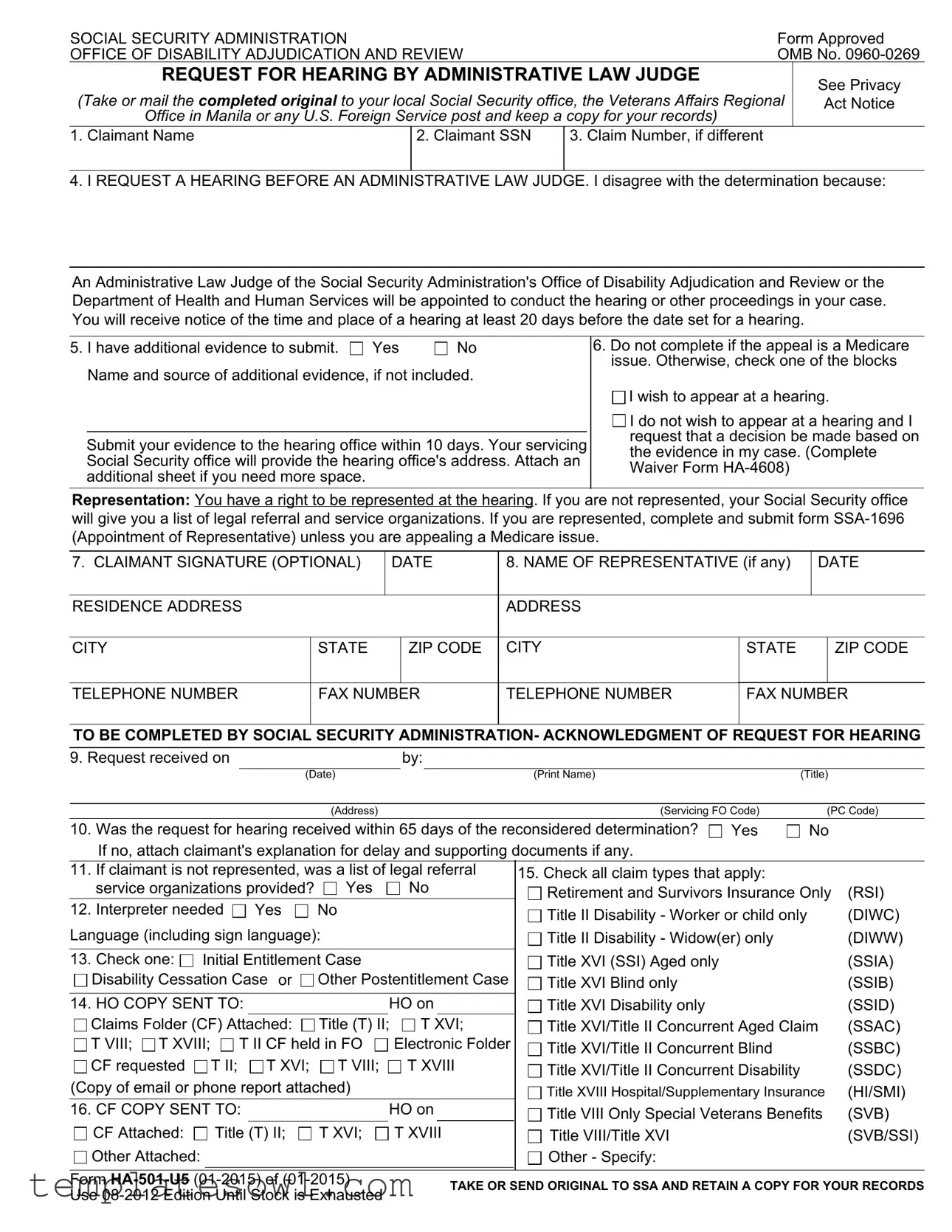 Fill Out Your Request For Hearing Form