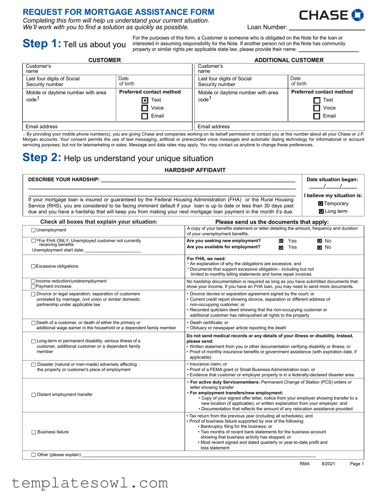 Fill Out Your Request Mortgage Assistance Form