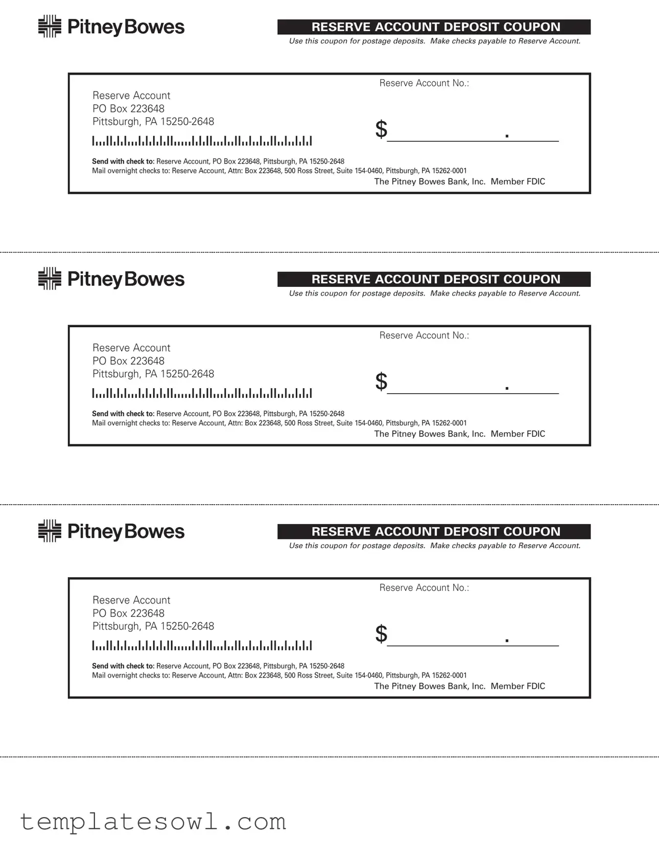 Fill Out Your Reserve Account Deposit Slip Form