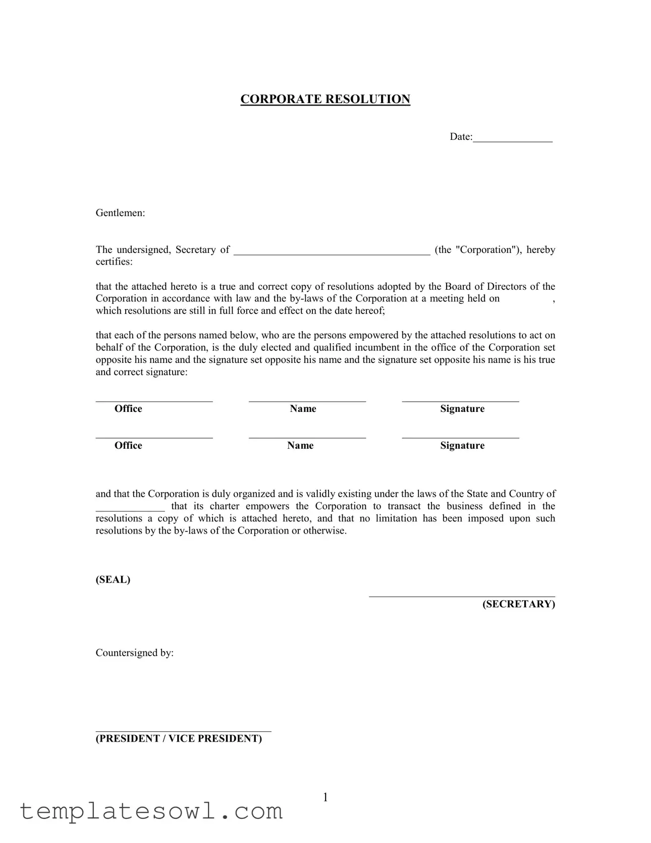 Fill Out Your Resolution Form