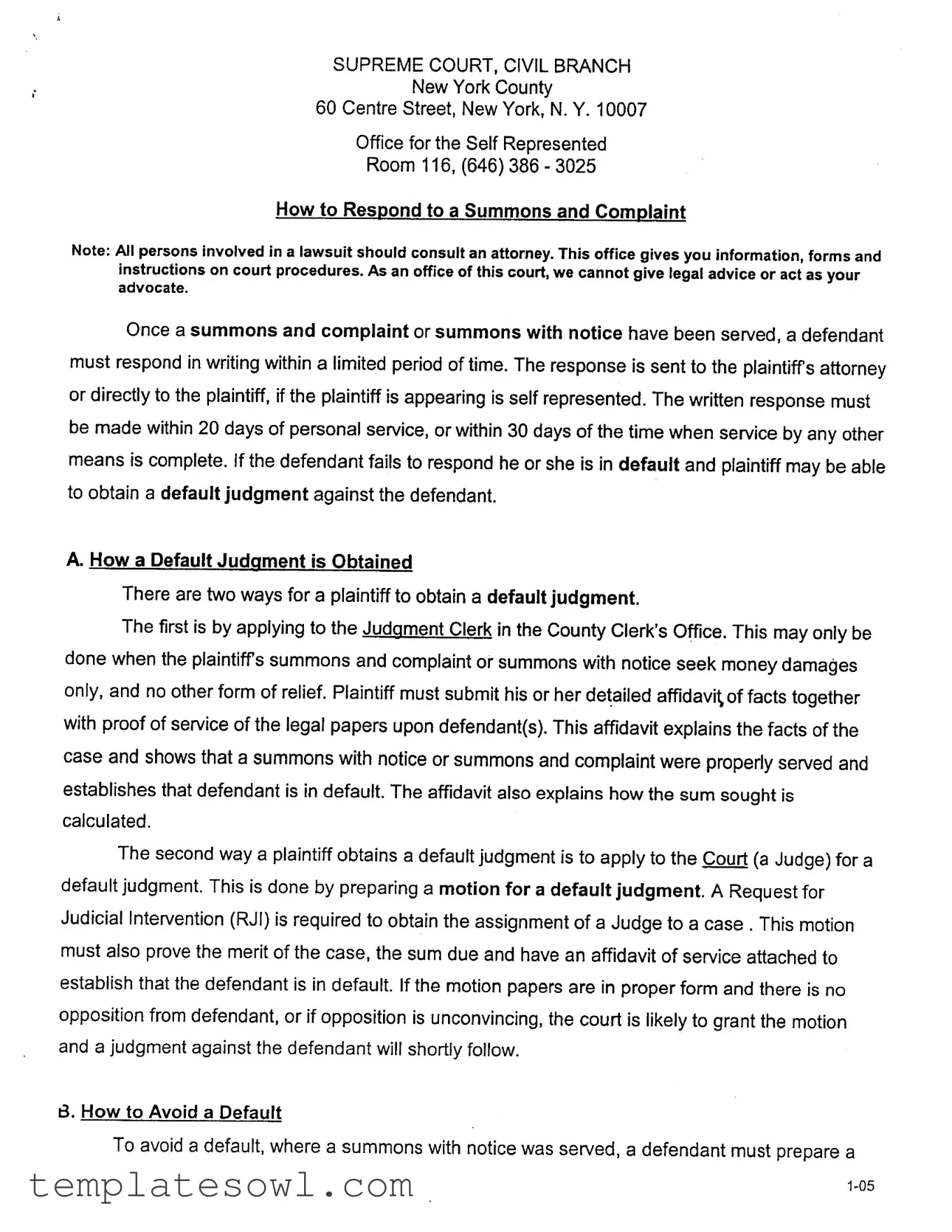 Fill Out Your Response To A Summons Form