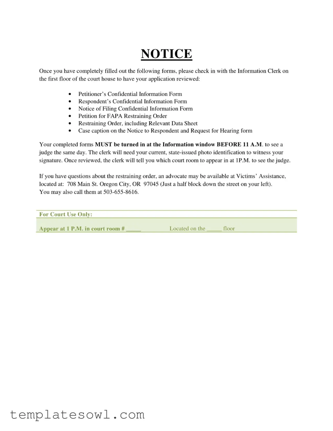 Fill Out Your Restraining Order Notice Form