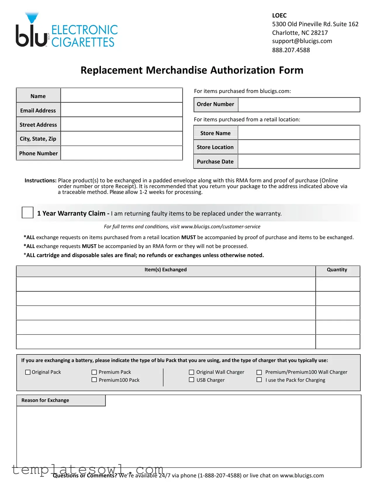 Fill Out Your Return Authorization Form