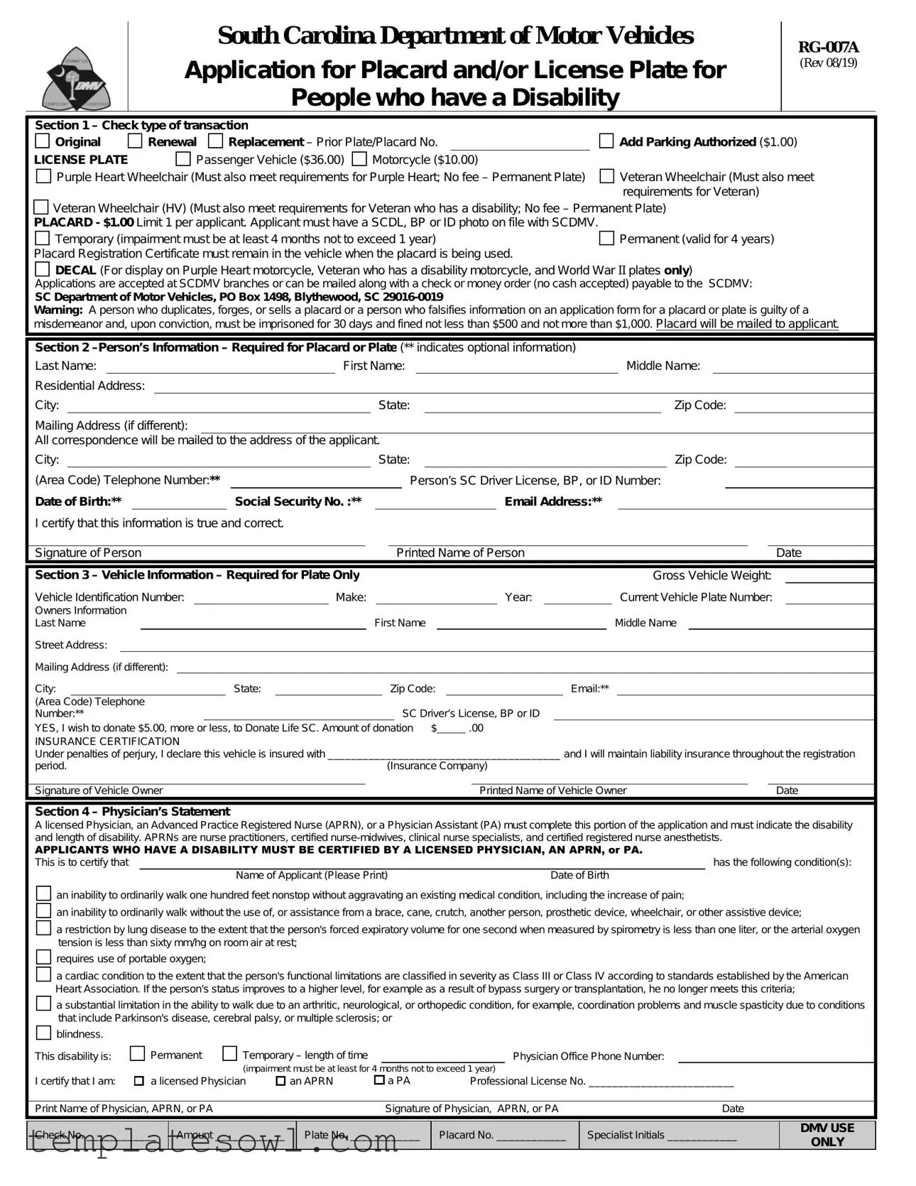 Fill Out Your Rg 007A Form