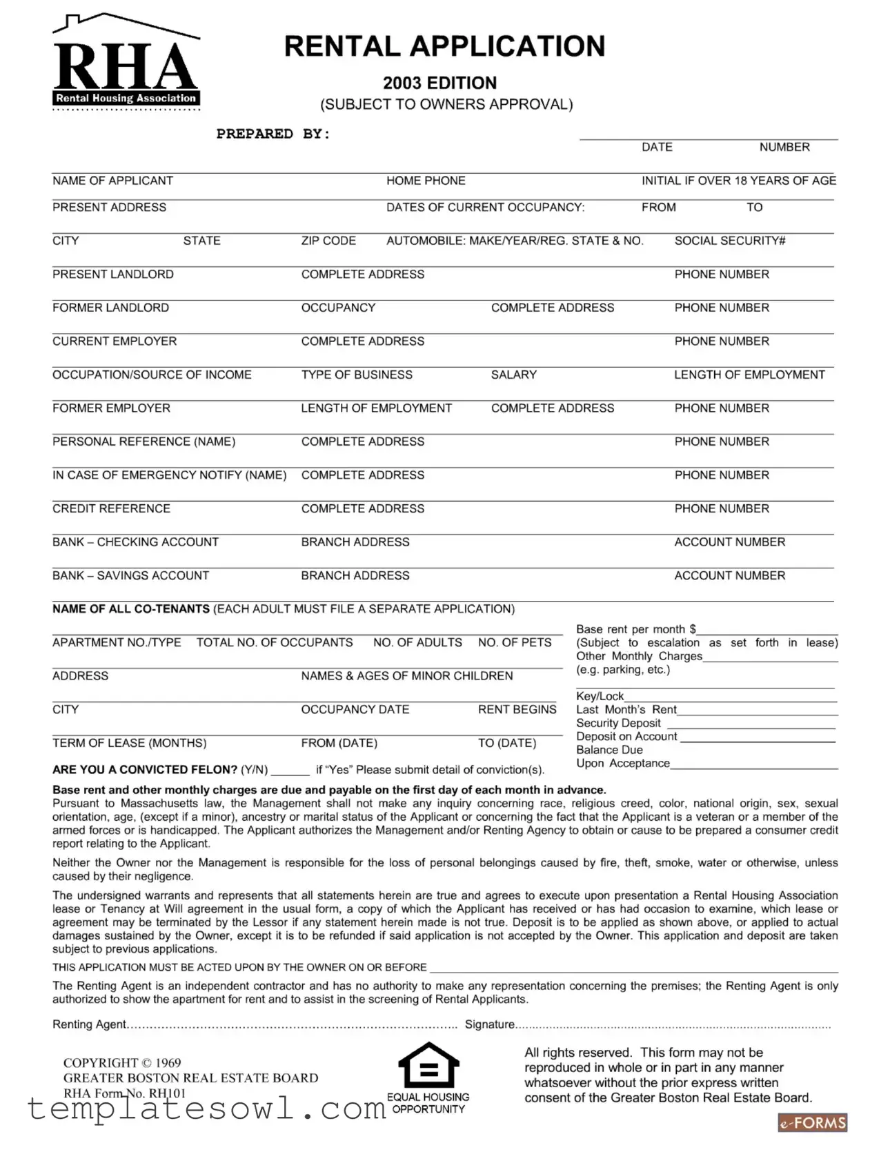 Fill Out Your Rha Form