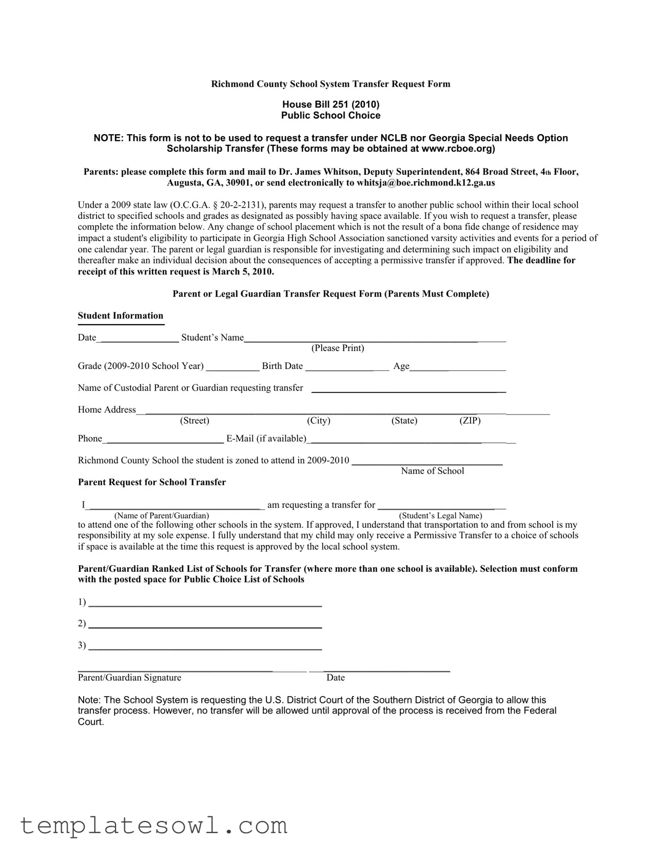 Fill Out Your Richmont Transfer Request Form