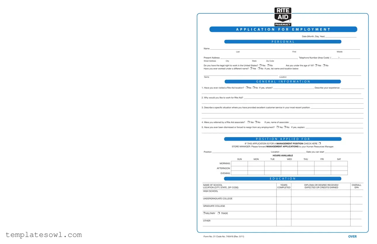 Fill Out Your Rite Aid Application Form