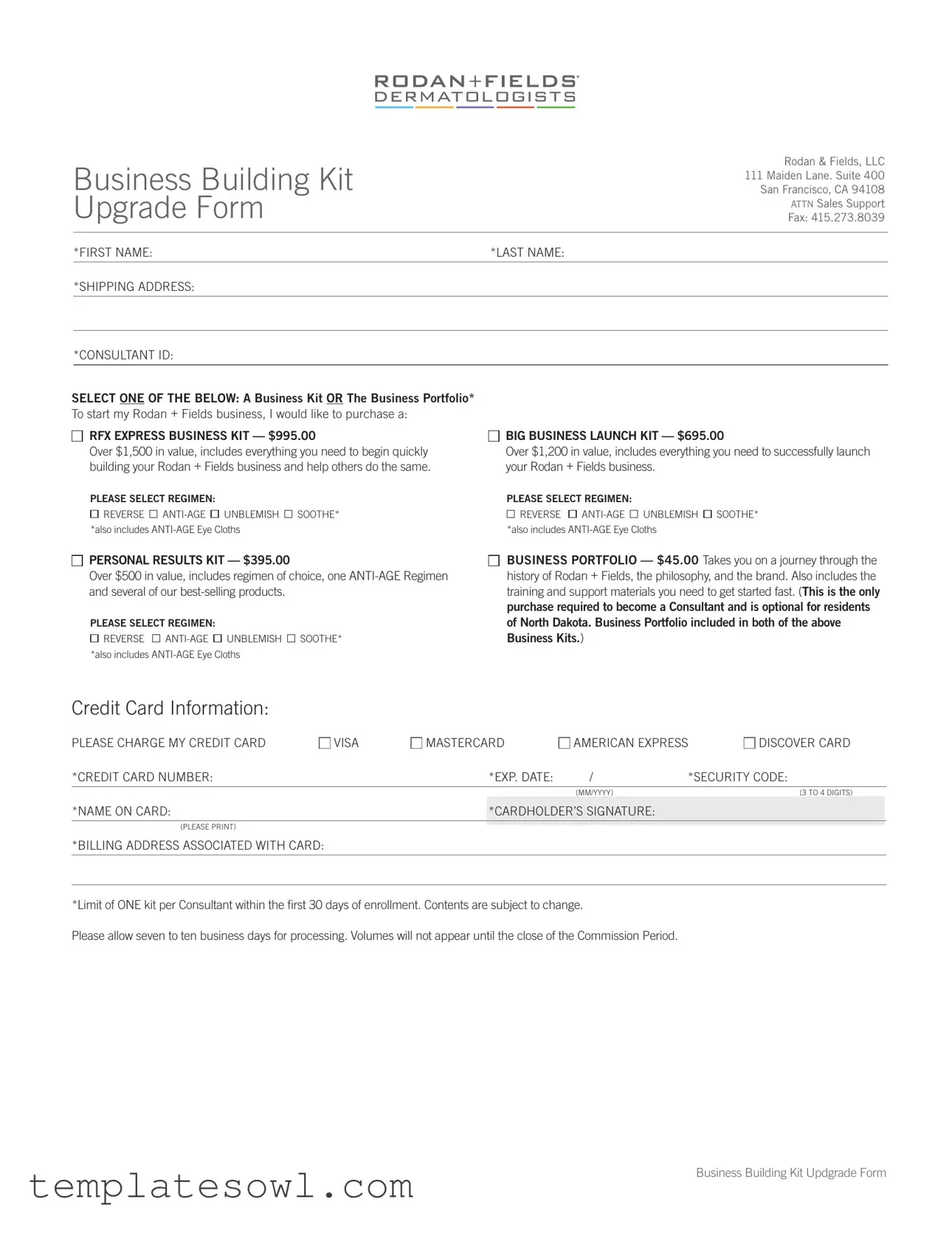 Fill Out Your Rodan And Fields Sales Support Form