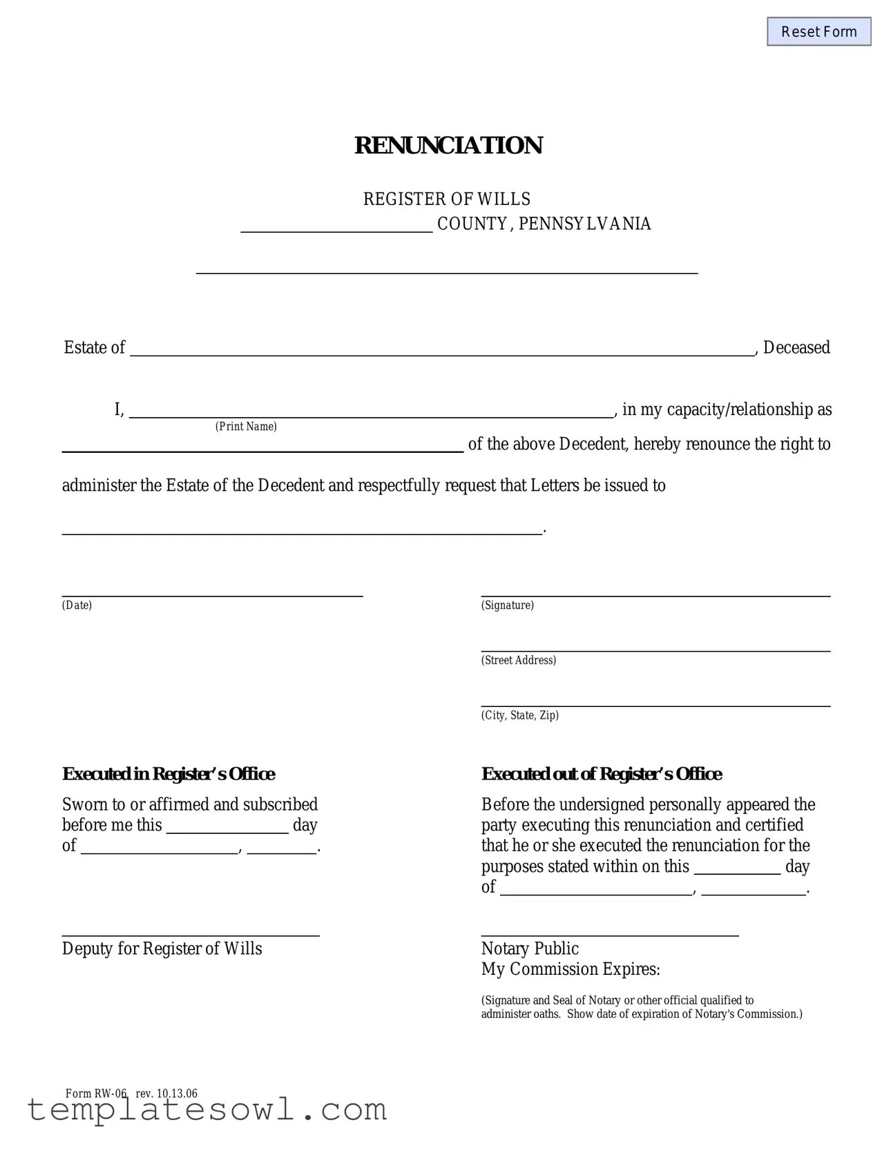 Fill Out Your Rw 06 Form