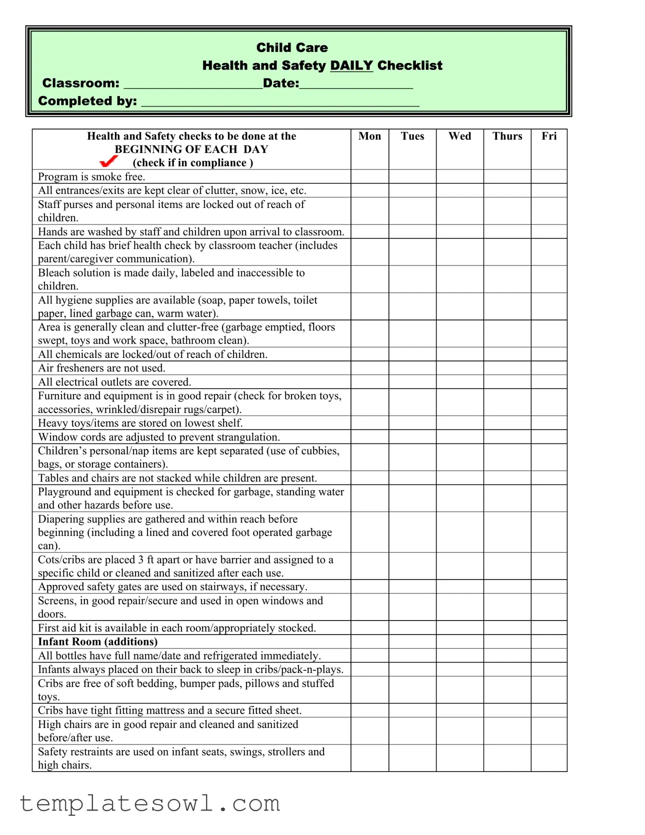 Fill Out Your Safety Daily Checklist Form