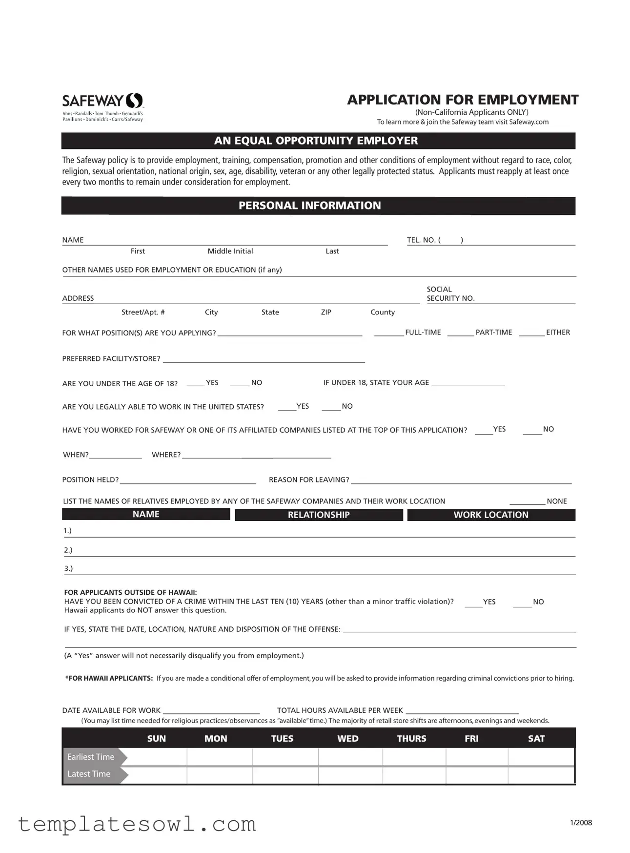 Fill Out Your Safeway Job Application Form