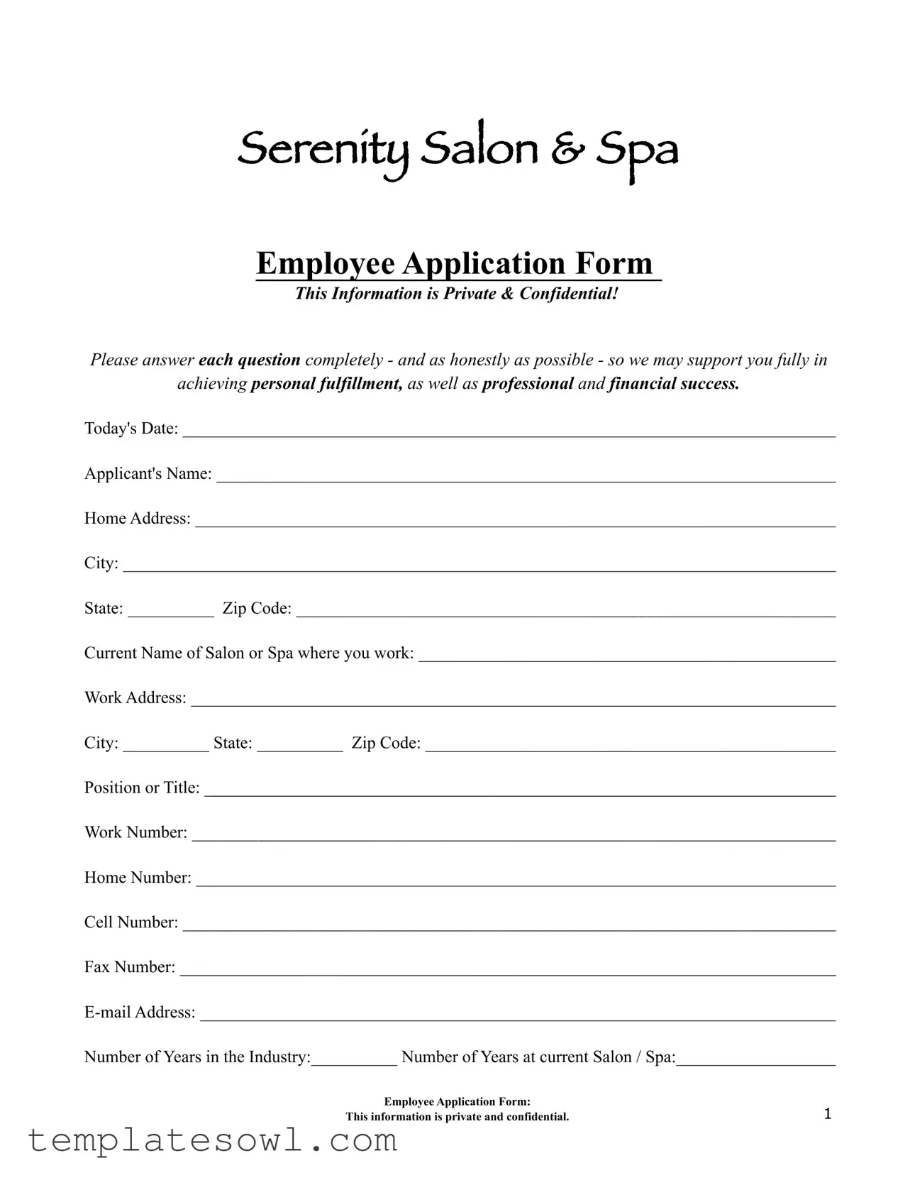 Fill Out Your Salon Application Form