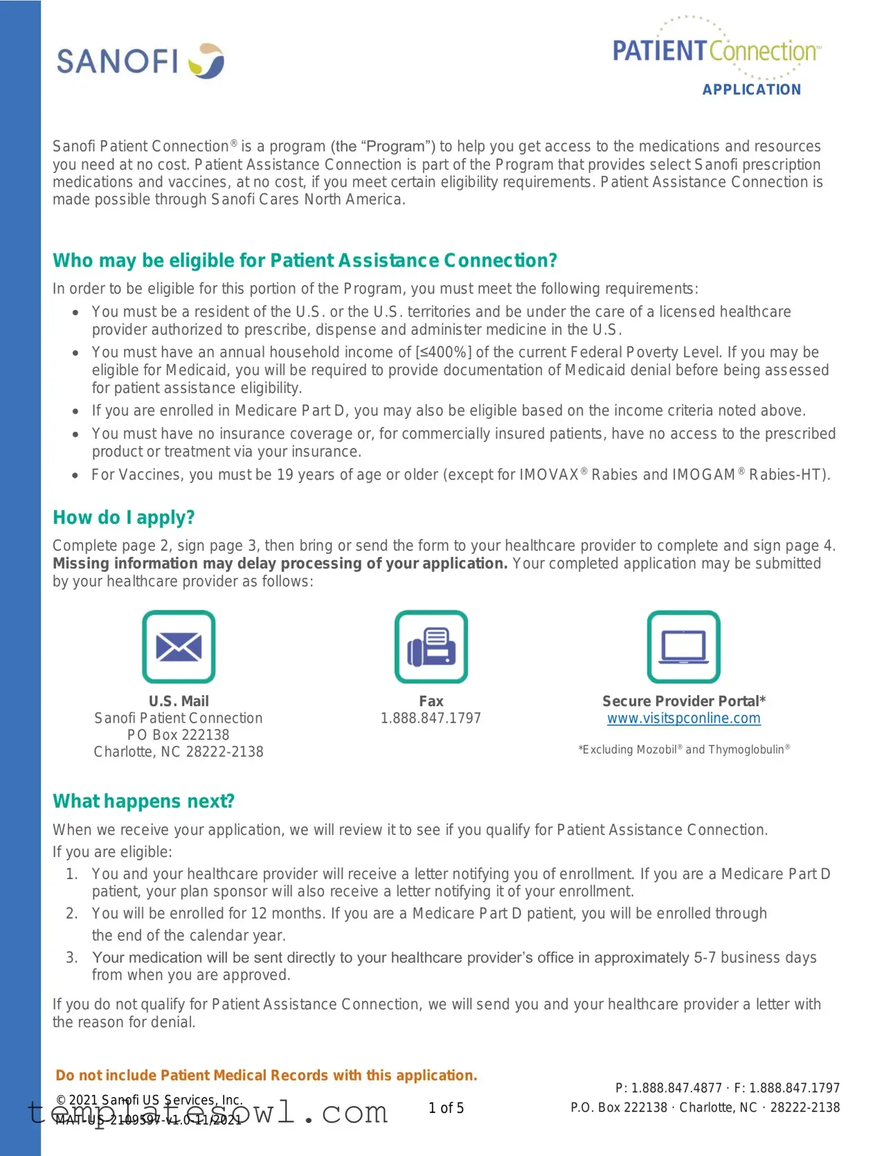 Fill Out Your Sanofi Patient Assistance Form