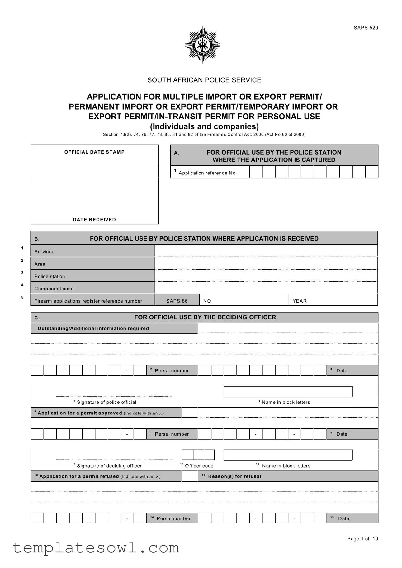 Fill Out Your Saps 520 Form