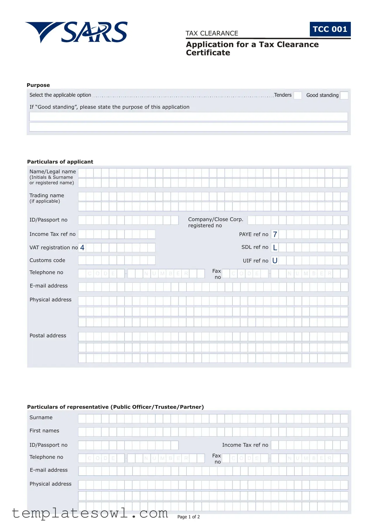 Fill Out Your Sars Tcc 001 Form
