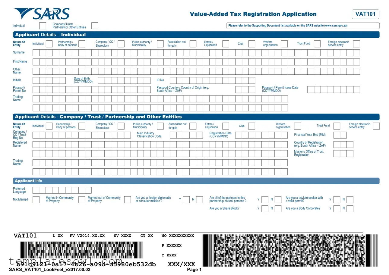 Fill Out Your Sars Vat101 Form