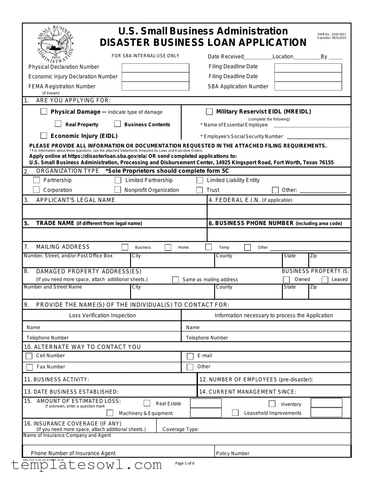 Fill Out Your Sba 5 Form
