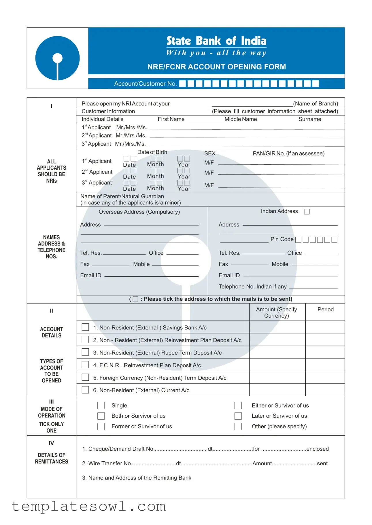 Fill Out Your Sbi Saving Account Opening Form