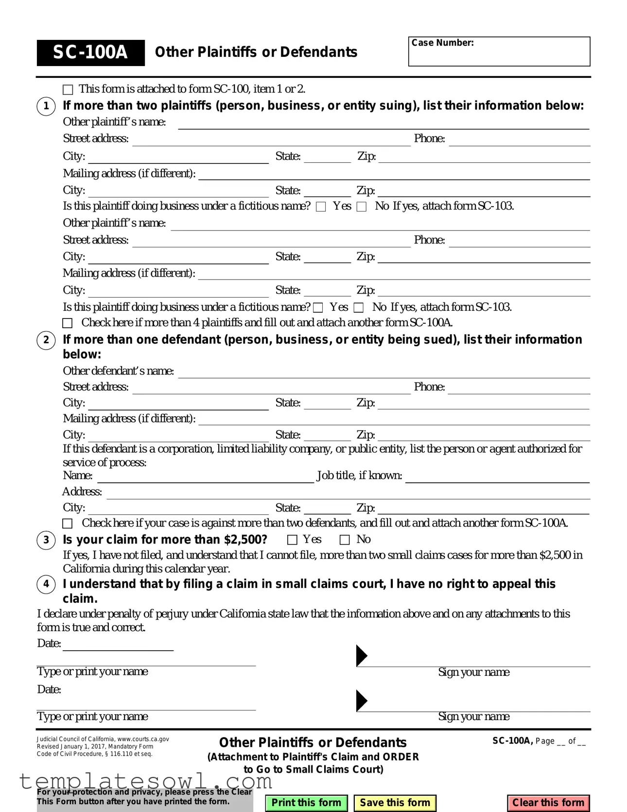 Fill Out Your Sc 100A Form