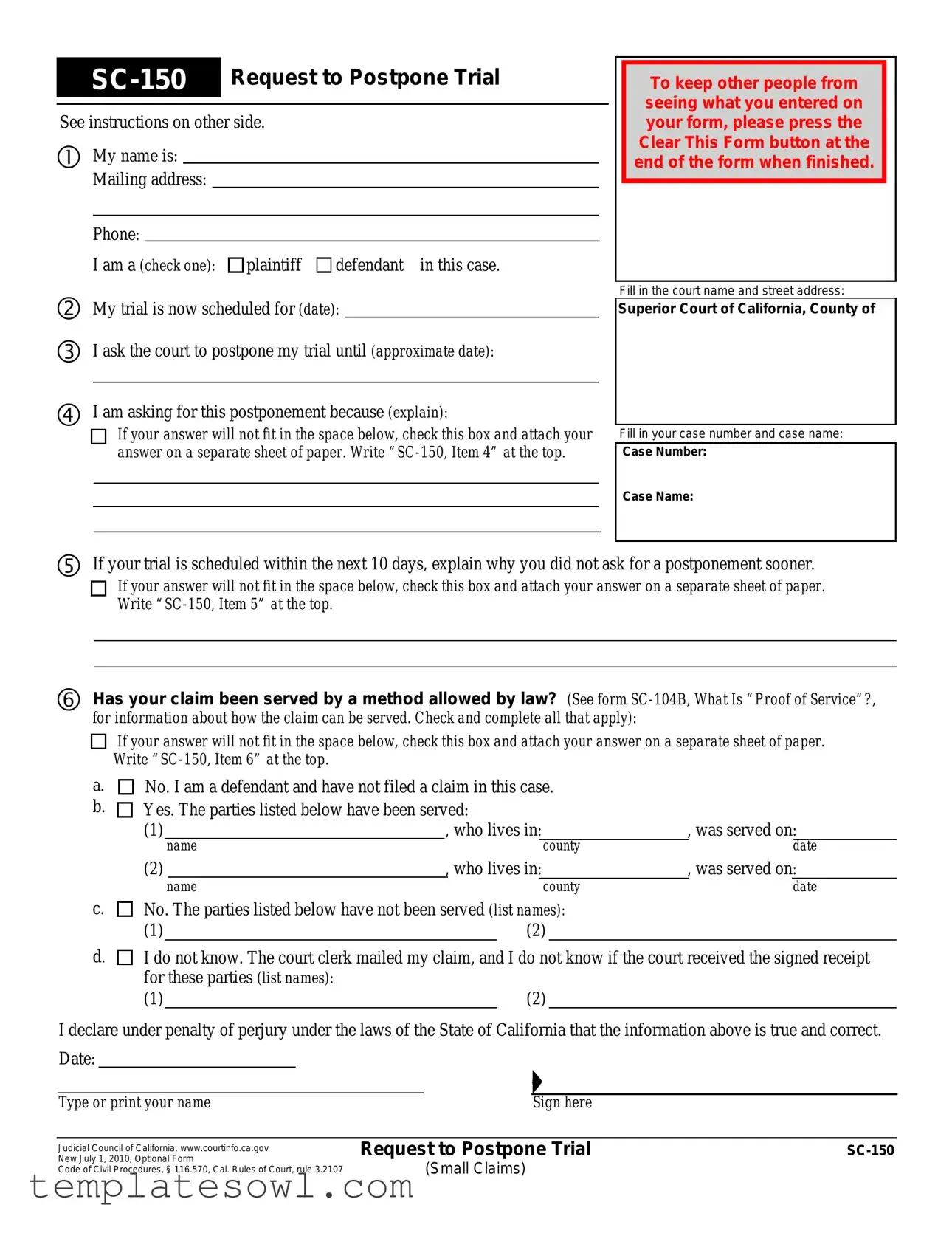 Fill Out Your Sc 150 Form