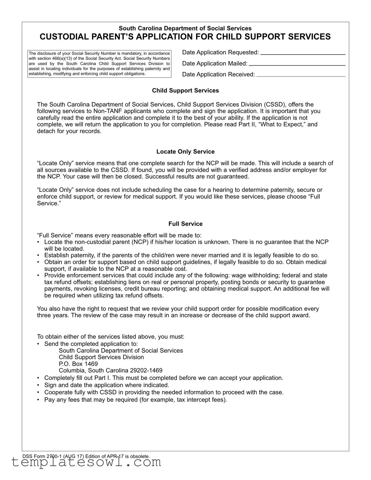 Fill Out Your Sc Application Child Form