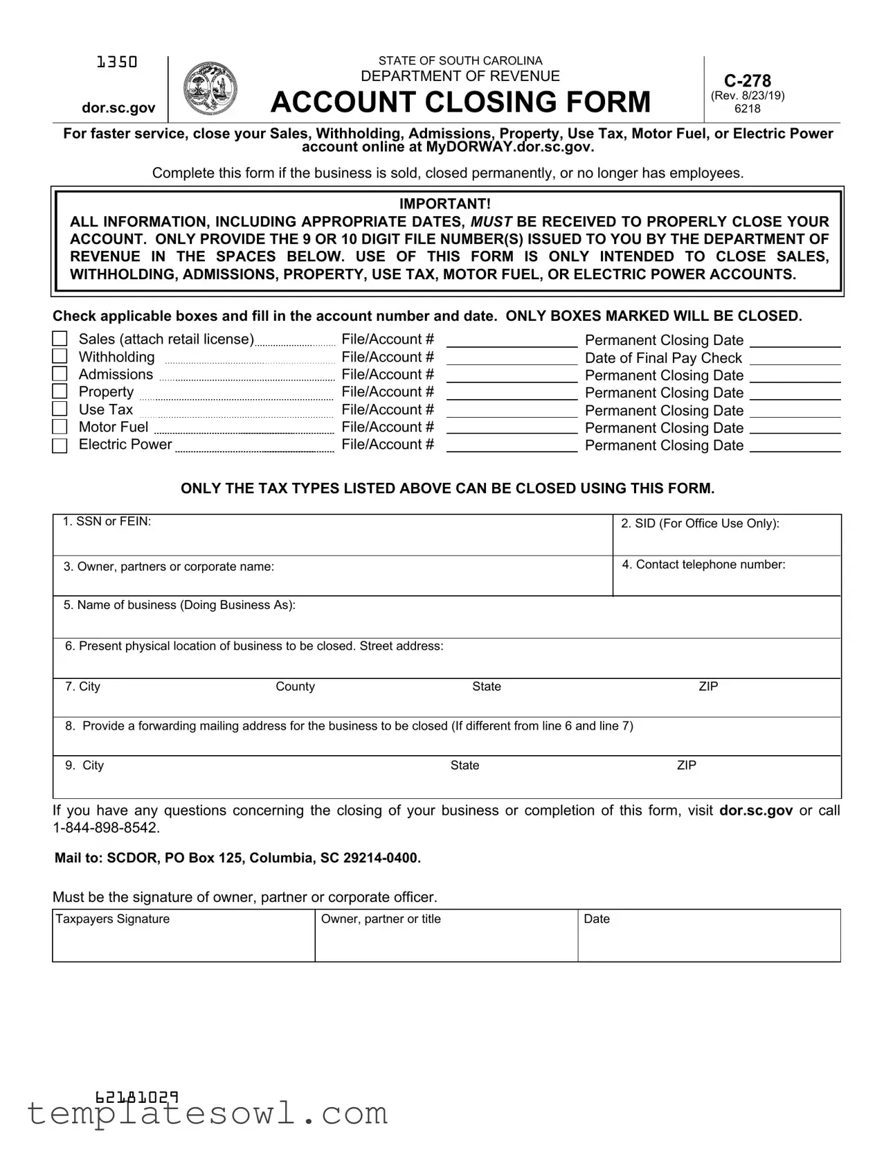 Fill Out Your Sc C 278 Form