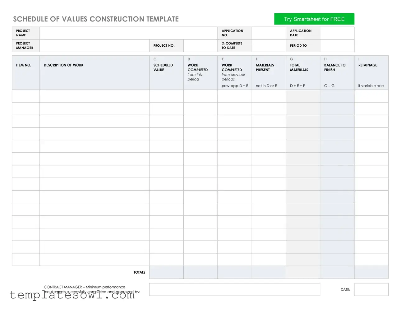 Fill Out Your Schedule Values Form