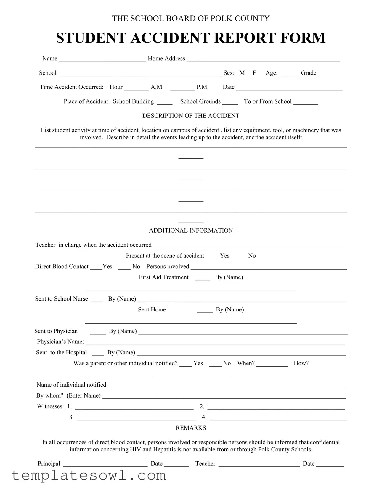Fill Out Your School Accident Report Form