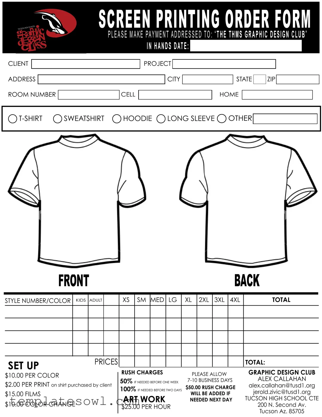 Fill Out Your Screen Printing Quote Form