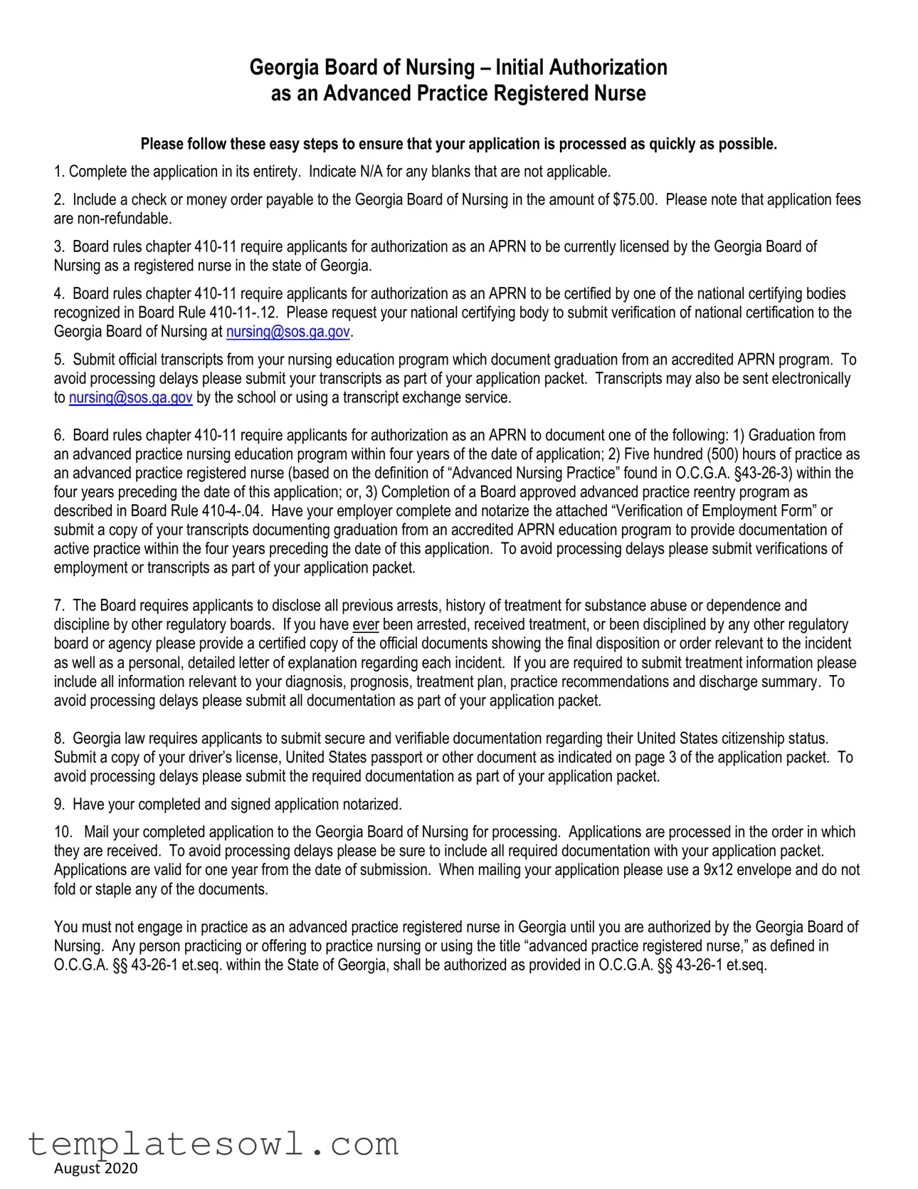 Fill Out Your Secretary Of State Nurse Practitioner Form