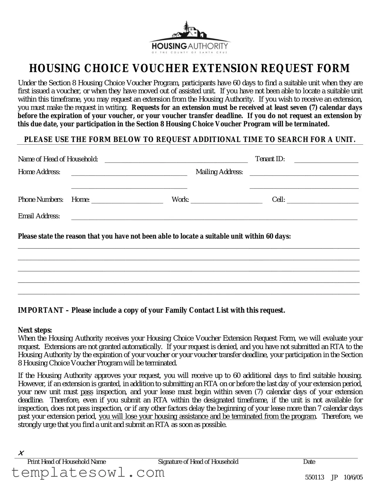 Fill Out Your Section 8 Voucher Extension Form