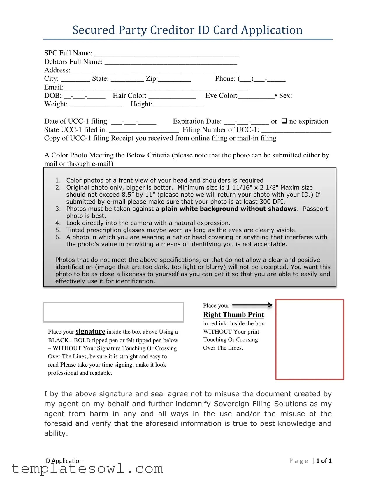 Fill Out Your Secure Party Creditor Form