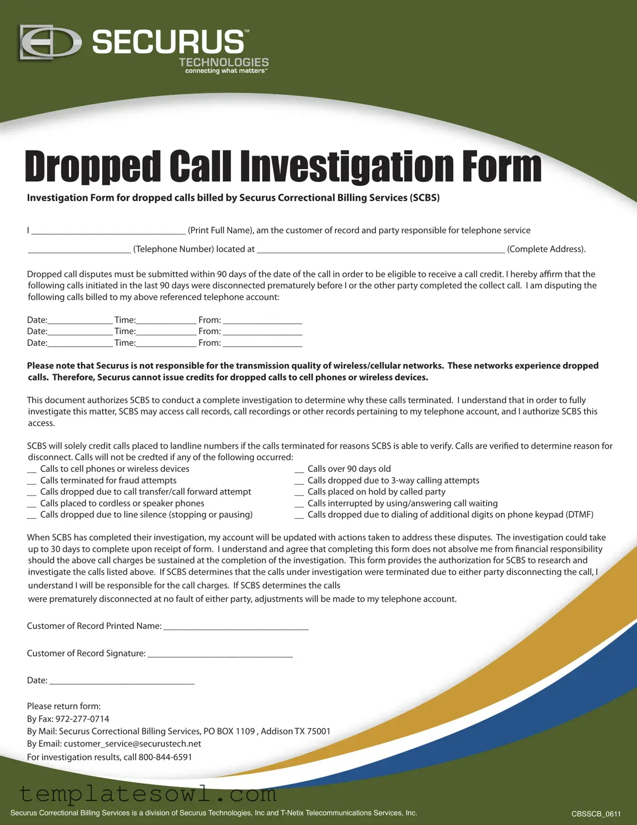 Fill Out Your Securus Form