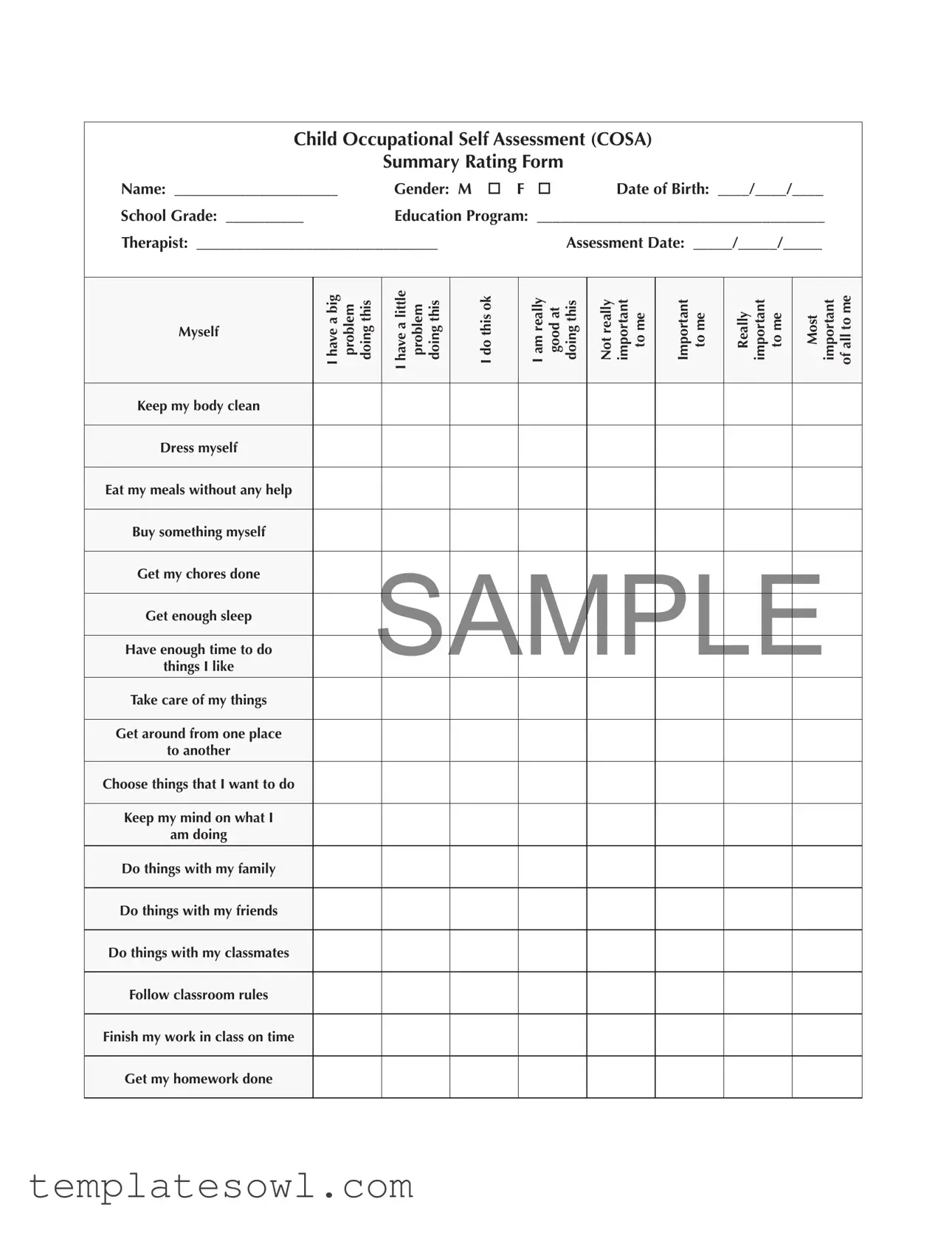 Fill Out Your Self Assessment Form