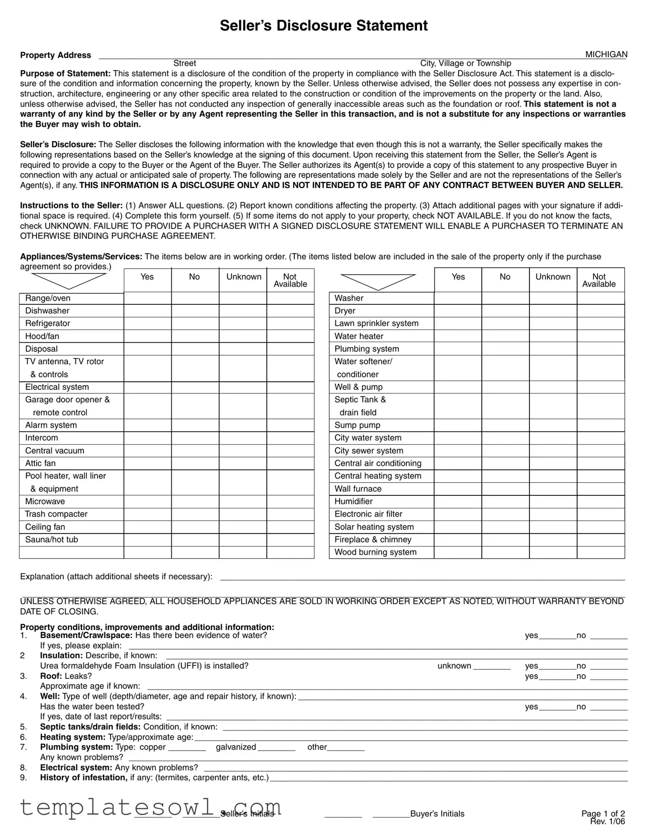 Fill Out Your Seller Disclosure Statement Form