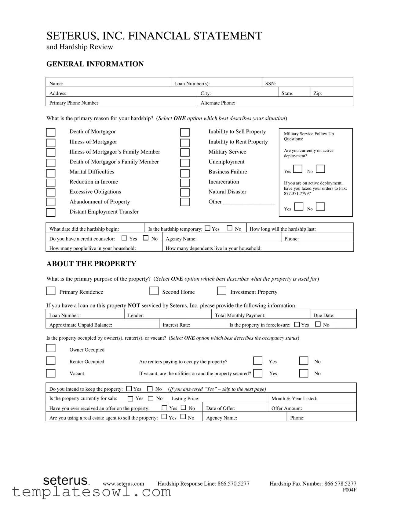 Fill Out Your Seterus Short Sale Packet Form